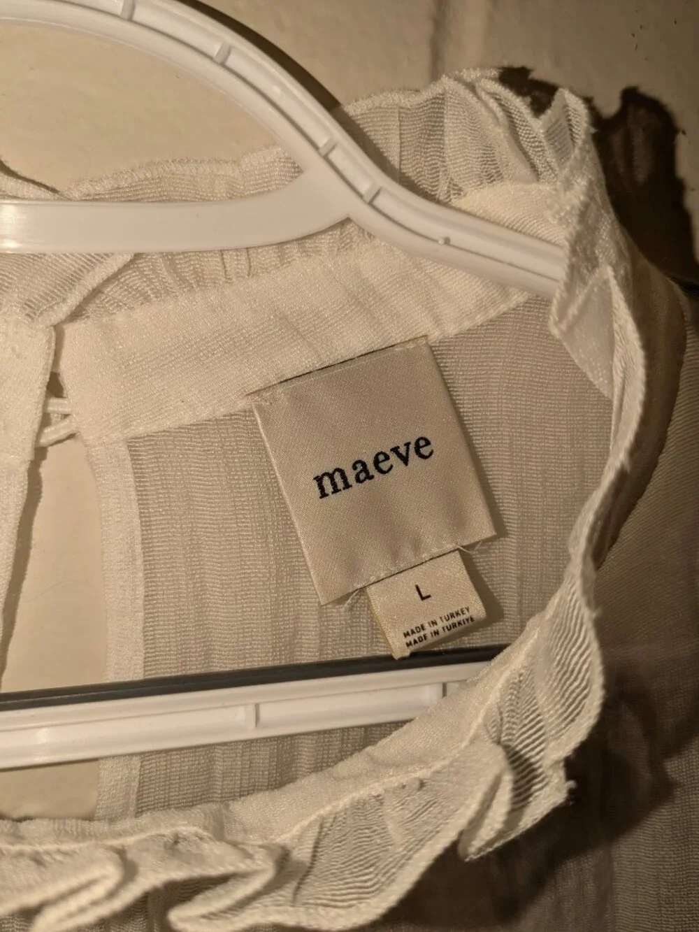Maeve Anthropologie Sheer Mock Neck Long Sleeve Gauze Blouse Large Puff Romantic